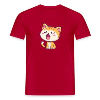 Cute Kitten Smiling - Men's T-Shirt - red - Front - AI Model Male 178 dark (178cm)