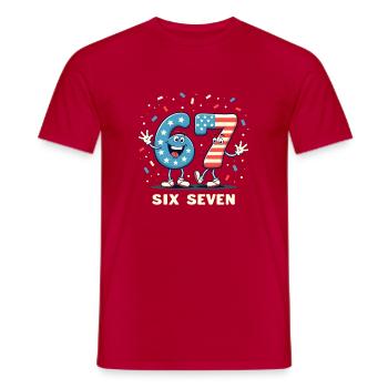 US Flag 67 Memes Six Seven - Men's T-Shirt - red - Front - AI Model Male 178 dark (178cm)