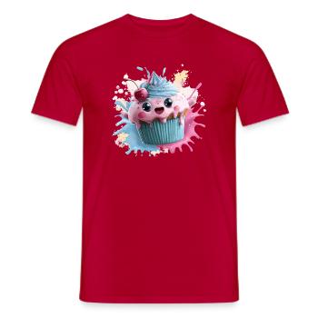 Kawaii Cupcake Splash mit Kirsche - Männer T-Shirt - Rot - Vorne - AI Model Male 178 dark (178cm)