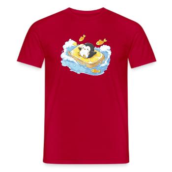 Käpt'n Pinguin auf Orangensurfbrett - Männer T-Shirt - Rot - Vorne - AI Model Male 178 dark (178cm)
