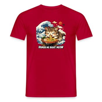 Kawaii Neko Ramen Cat Noodle Anime - Men's T-Shirt - red - Front - AI Model Male 178 dark (178cm)