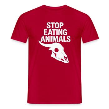 Stop Eating Animals – Tierleben schützen - Männer T-Shirt - Rot - Vorne - AI Model Male 178 dark (178cm)