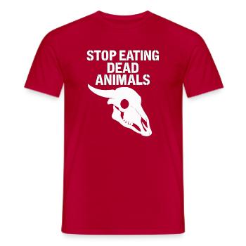 Arrête de manger des crânes d’animaux morts - T-shirt homme - rouge - Devant - AI Model Male 178 dark (178cm)
