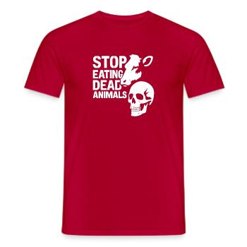 Arrête la consommation d’animaux morts - T-shirt homme - rouge - Devant - AI Model Male 178 dark (178cm)