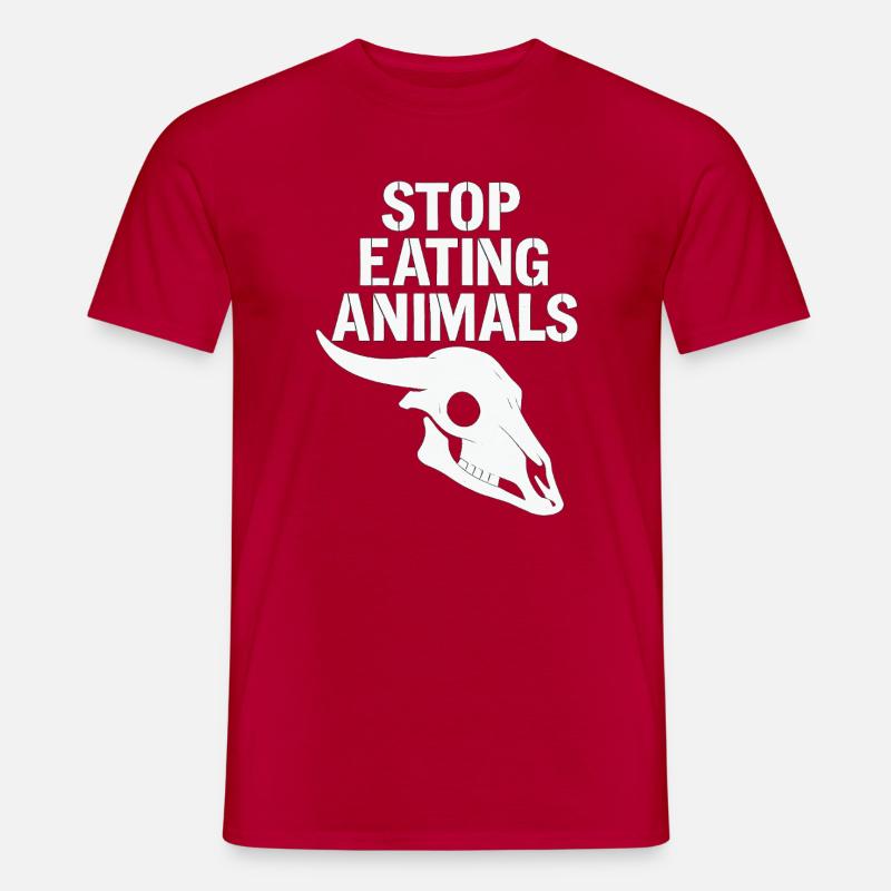 Stop Eating Animals Skull - Männer T-Shirt - Rot