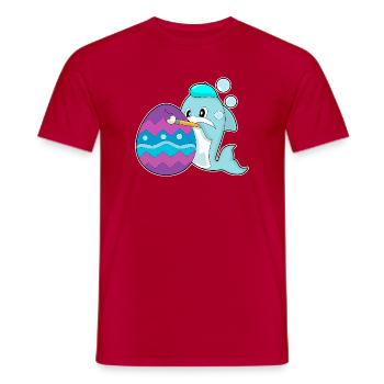 Coloriage de Pâques du dauphin - T-shirt homme - rouge - Devant - AI Model Male 178 dark (178cm)