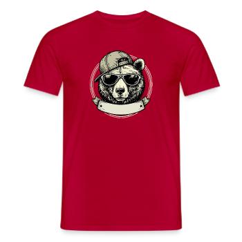 Bear with retro sunglasses - Men's T-Shirt - red - Front - AI Model Male 178 dark (178cm)