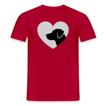 Silhouette de chien en forme de cœur en chemise - T-shirt homme - rouge - Devant - AI Model Male 178 dark (178cm)