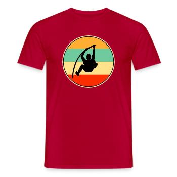 Vintage Pole High Jump Silhouette Retro Sunset Art - Men's T-Shirt - red - Front - AI Model Male 178 dark (178cm)