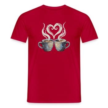 Coffee date Valentinstag bestickter Look (gedruckt) - Männer T-Shirt - Rot - Vorne - AI Model Male 178 dark (178cm)