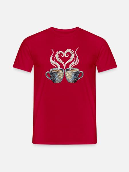 Coffee date Valentinstag bestickter Look (gedruckt) - Männer T-Shirt - Rot