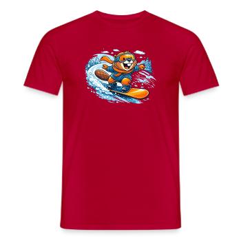 Biber Snowboard Hiver - T-shirt homme - rouge - Devant - AI Model Male 178 dark (178cm)