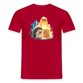 Hedgehog with pancakes in crystal cave - Men's T-Shirt - red - Front - AI Model Male 178 dark (178cm)