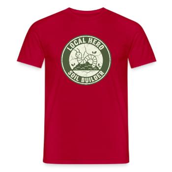 Earthworm Soil Conditioner Composter Garden - Men's T-Shirt - red - Front - AI Model Male 178 dark (178cm)
