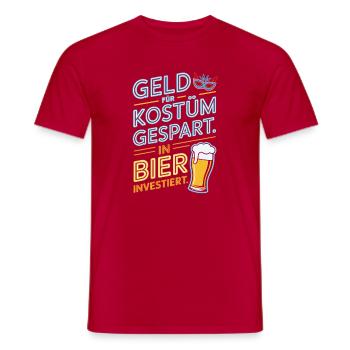 Carnival Money Saved for Costume Beer Booze Party - Men's T-Shirt - red - Front - AI Model Male 178 dark (178cm)