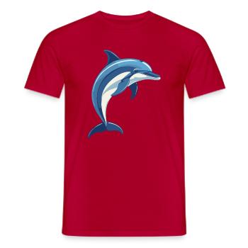 Blue dolphin jumping out of the water - Men's T-Shirt - red - Front - AI Model Male 178 dark (178cm)