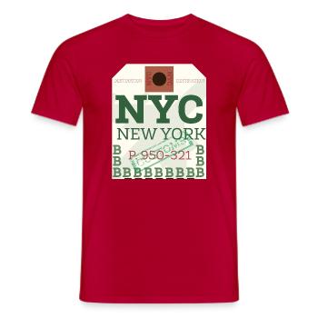 NYC Bold Passport Stamp - Men's T-Shirt - red - Front - AI Model Male 178 dark (178cm)