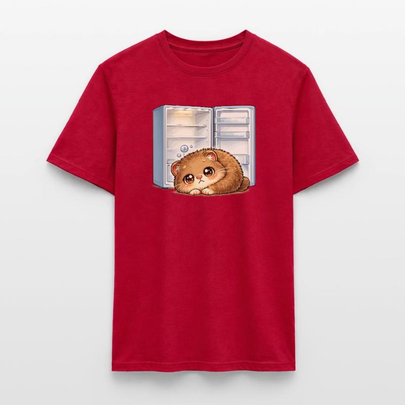 Petit chat devant un réfrigérateur ouvert T-shirt homme