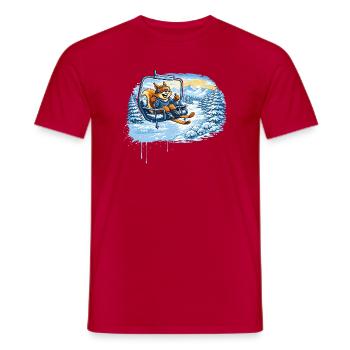 Lustiges Eichhörnchen im Skilift –Winterspaß Motiv - Männer T-Shirt - Rot - Vorne - AI Model Male 178 dark (178cm)
