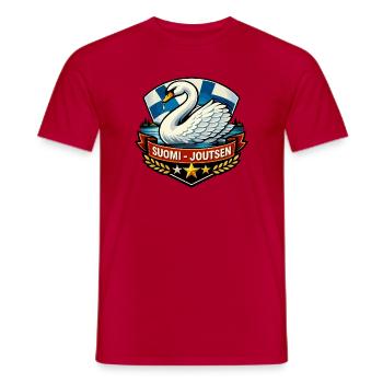 Suomi – Joutsen - Men's T-Shirt - red - Front - AI Model Male 178 dark (178cm)