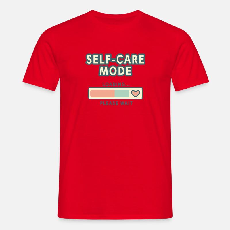 Self-Care Mode Loading - Retro Pixel Edition - Männer T-Shirt - Rot