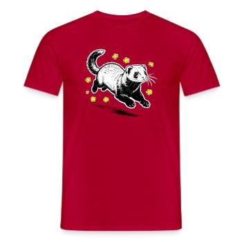 Ferret in flower sparkles - Men's T-Shirt - red - Front - AI Model Male 178 dark (178cm)
