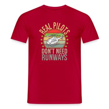Real Pilots Don't Need Runways Vintage - Männer T-Shirt - Rot - Vorne - AI Model Male 178 dark (178cm)