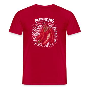 Pepperoni Burning Leaf Design - Men's T-Shirt - red - Front - AI Model Male 178 dark (178cm)