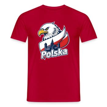 Aigle de Polska et Château sur le drapeau - T-shirt homme - rouge - Devant - AI Model Male 178 dark (178cm)