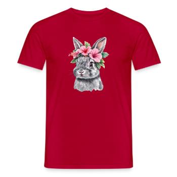 Kaninchen mit Blumenkranz - Männer T-Shirt - Rot - Vorne - AI Model Male 178 dark (178cm)