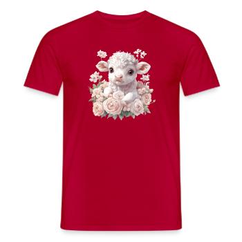 Agneau tendre avec chapelet - T-shirt homme - rouge - Devant - AI Model Male 178 dark (178cm)