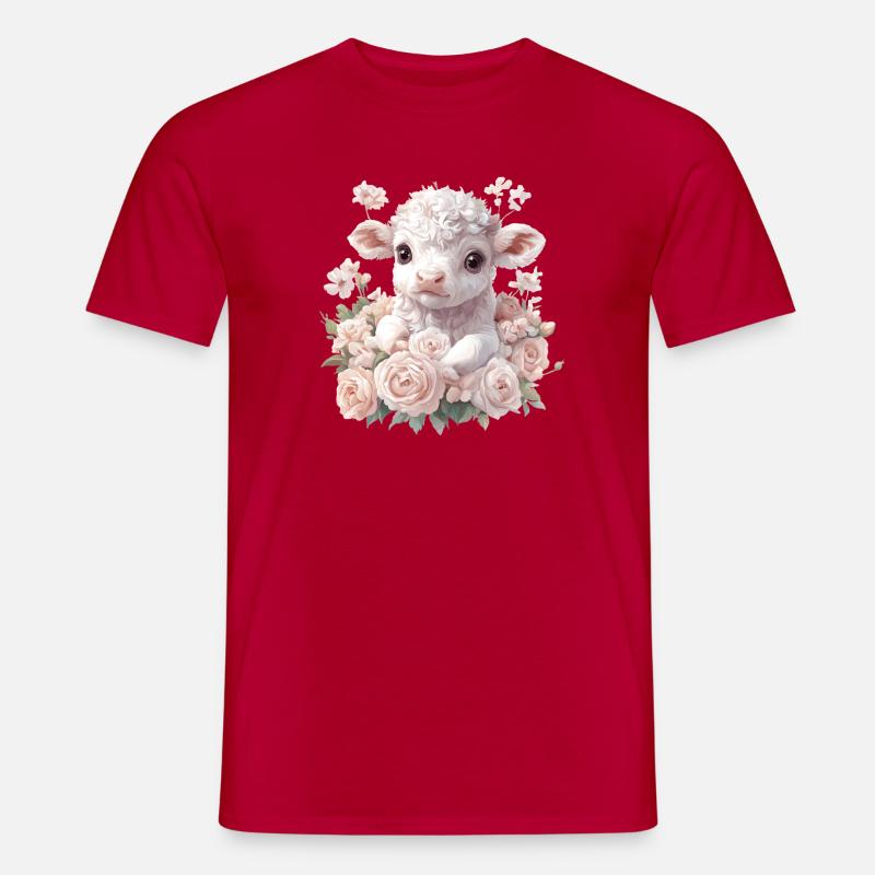 Zartes Lammchen mit Rosenkranz - Männer T-Shirt - Rot