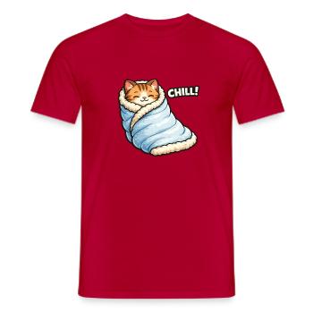 Kuschelkatze in Winterdecke - Männer T-Shirt - Rot - Vorne - AI Model Male 178 dark (178cm)