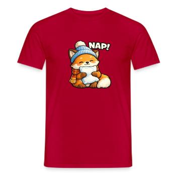 Winterkuschel Fuchs mit Mütze - Männer T-Shirt - Rot - Vorne - AI Model Male 178 dark (178cm)