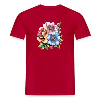 Farbige Blütenbouquet Illustration - Männer T-Shirt - Rot - Vorne - AI Model Male 178 dark (178cm)