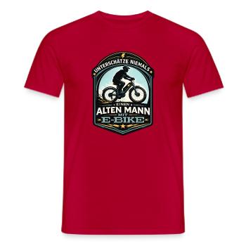 Ne sous-estimez jamais le vieux avec le design des vélos électriques - T-shirt homme - rouge - Devant - AI Model Male 178 dark (178cm)