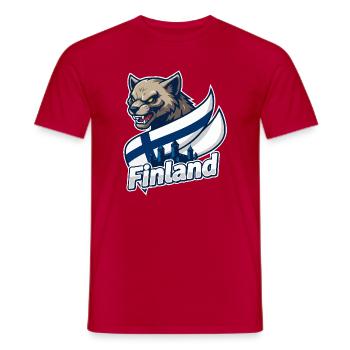 Finnland Wolf mit finnischer Flagge - Männer T-Shirt - Rot - Vorne - AI Model Male 178 dark (178cm)