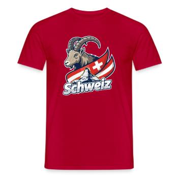 Alpine Ibex with Swiss flag - Men's T-Shirt - red - Front - AI Model Male 178 dark (178cm)