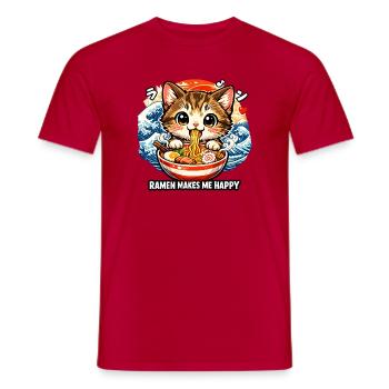Kawaii Katze Ramen Nudeln Anime Katze - Männer T-Shirt - Rot - Vorne - AI Model Male 178 dark (178cm)