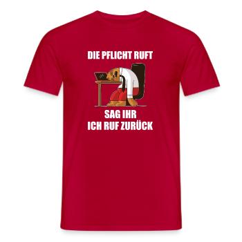 Duty calls, tell her I'll call back - Men's T-Shirt - red - Front - AI Model Male 178 dark (178cm)