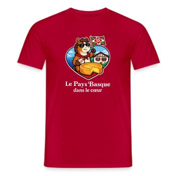 Basque Country in the Heart Pottok Basque Cake - Men's T-Shirt - red - Front - AI Model Male 178 dark (178cm)
