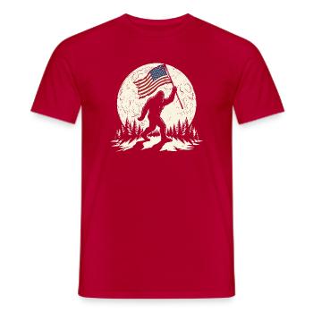 Bigfoot Lune Bigfoot patriotique drôle pour le 4e anniversaire - T-shirt homme - rouge - Devant - AI Model Male 178 dark (178cm)