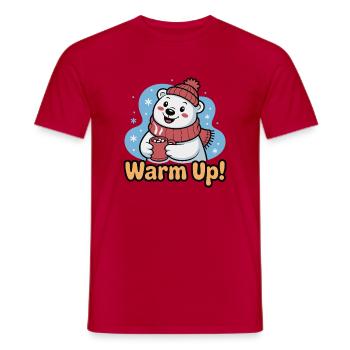 Warm Up Polar Bear Cozy - Men's T-Shirt - red - Front - AI Model Male 178 dark (178cm)