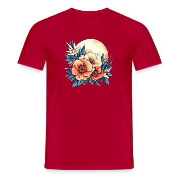 Moonlight Flower Circle - Men's T-Shirt - red - Front - AI Model Male 178 dark (178cm)