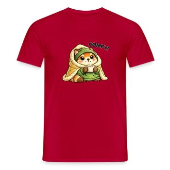 Kuschelpanda im Wintermantel - Männer T-Shirt - Rot - Vorne - AI Model Male 178 dark (178cm)