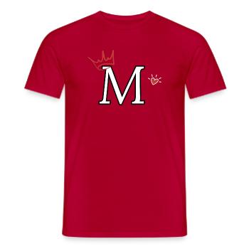 Buchstabe m Kronenherz - Männer T-Shirt - Rot - Vorne - AI Model Male 178 dark (178cm)