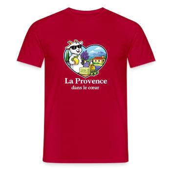 La Provence dans le Cœur Chèvre Lavande Sud France - T-shirt homme - rouge - Devant - AI Model Male 178 dark (178cm)