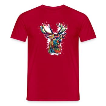 Illustration Pop Art de Cerf Coloré - T-shirt homme - rouge - Devant - AI Model Male 178 dark (178cm)