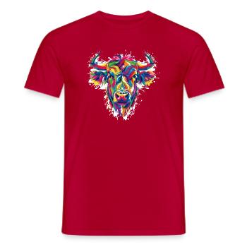 Bull Art Animal - Men's T-Shirt - red - Front - AI Model Male 178 dark (178cm)