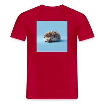 Blauer schlafender Igel - Männer T-Shirt - Rot - Vorne - AI Model Male 178 dark (178cm)